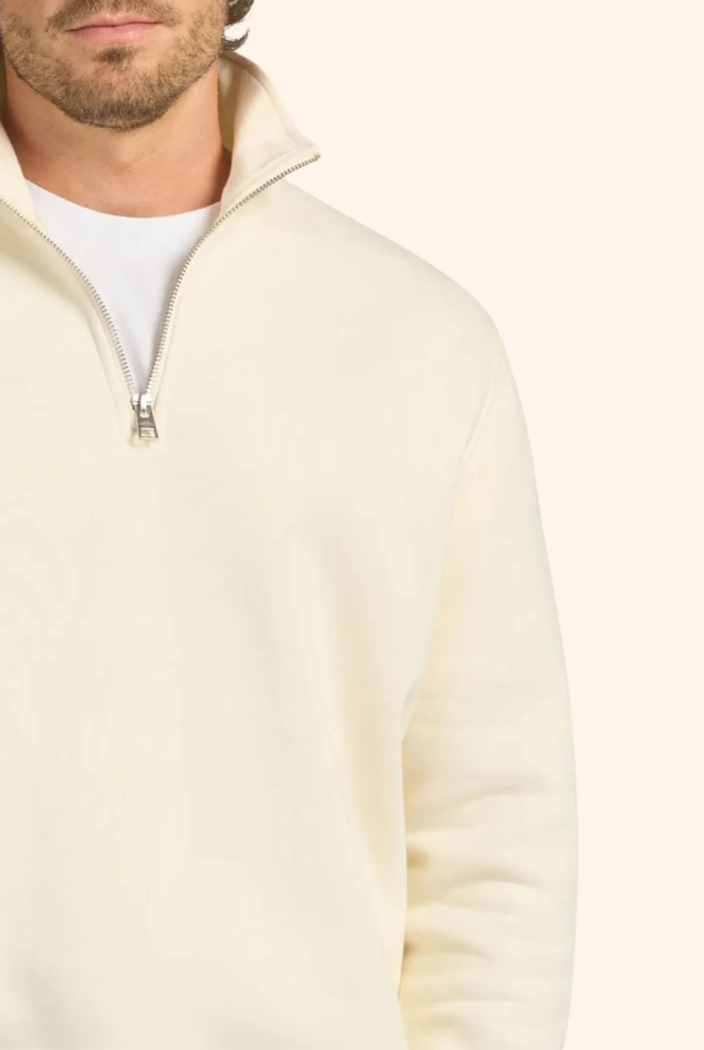 1/4 Zip Sweat in Off White