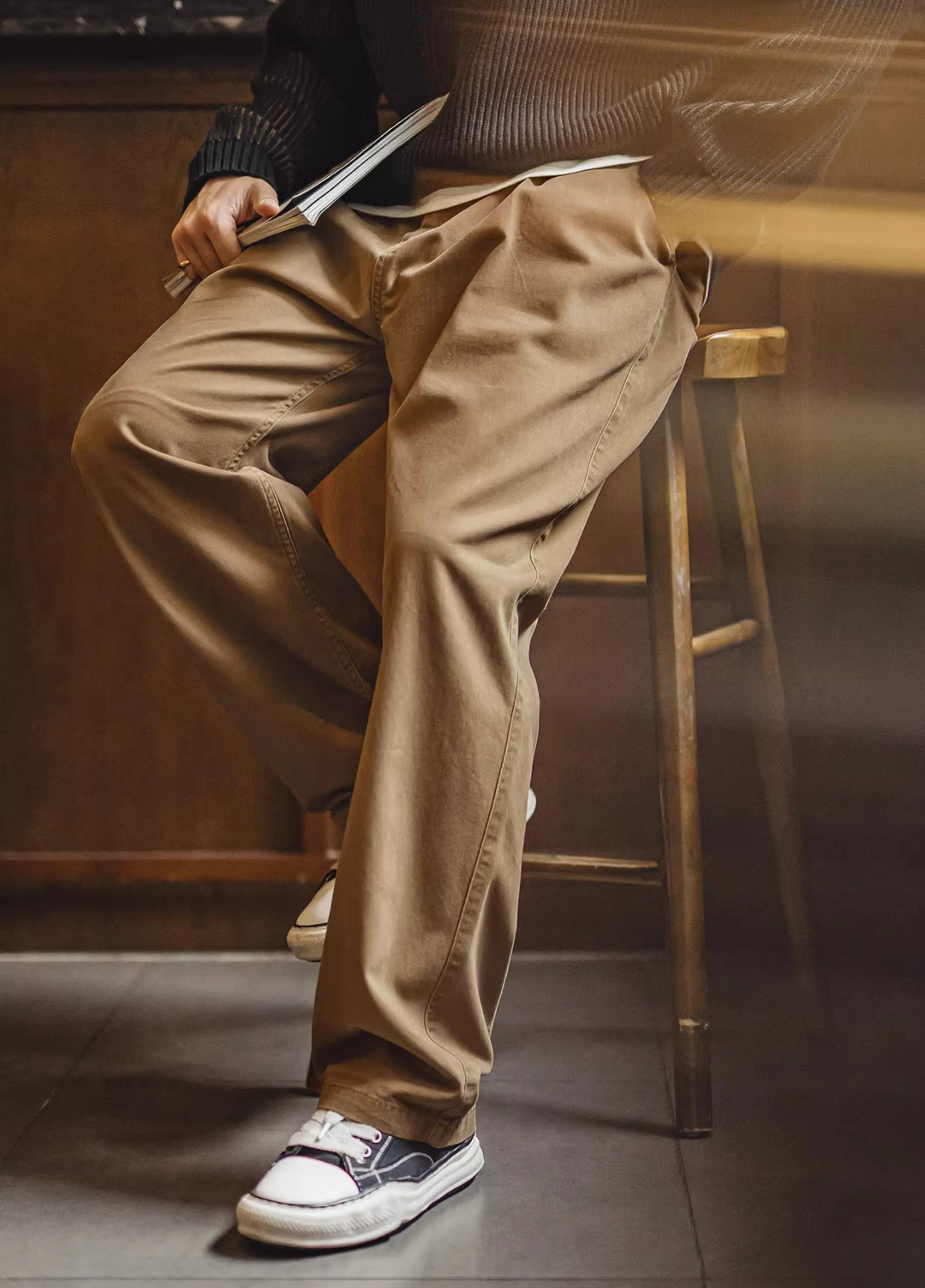 American Retro Lumberjack Casual Loose Straight Cotton Long Men's Trousers