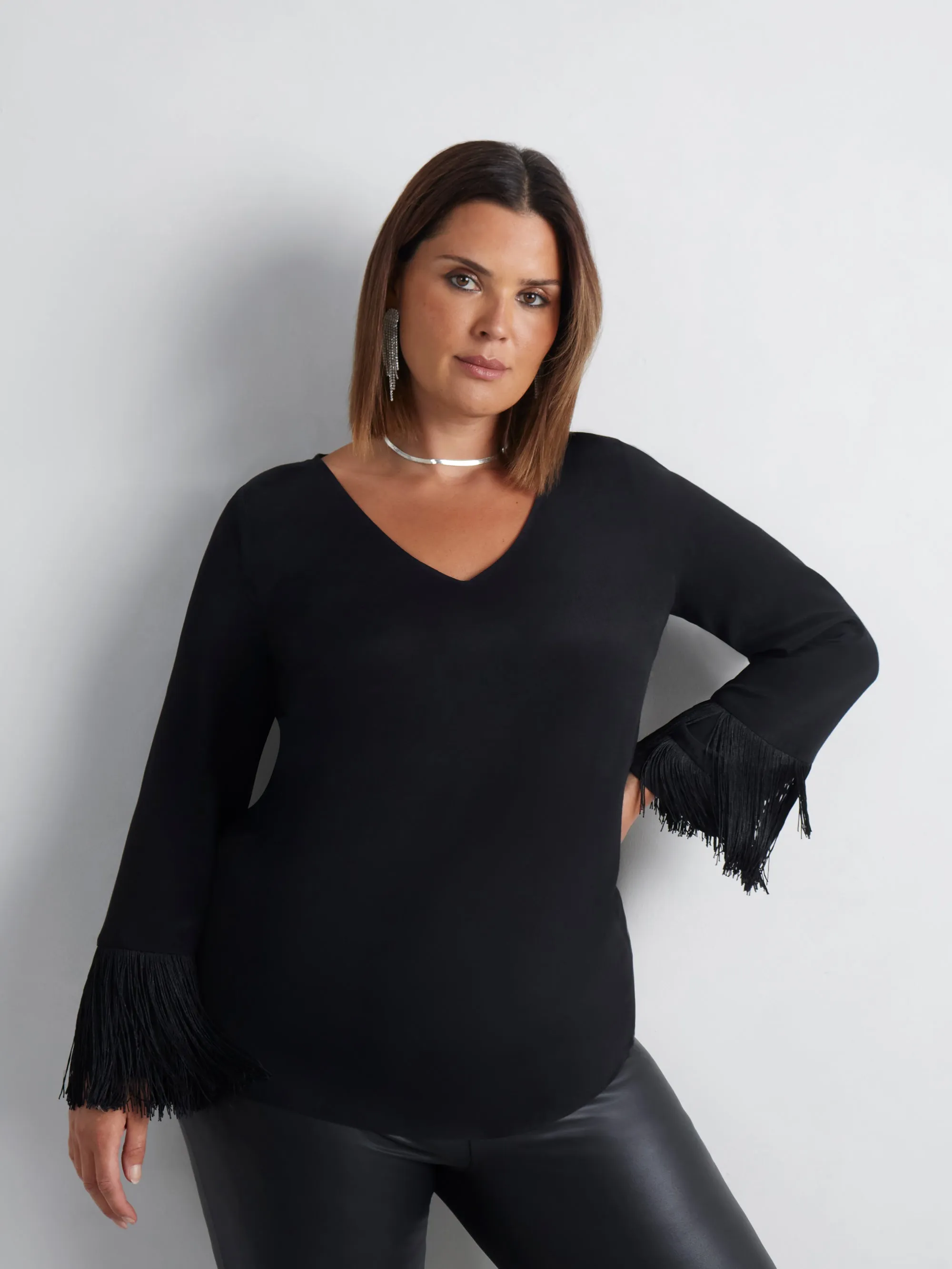 Black Fringe Top
