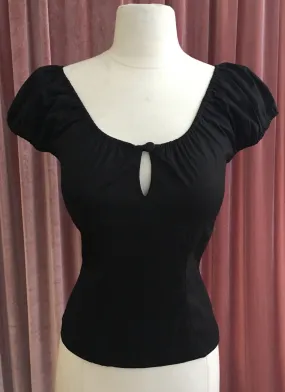 Black Peasant Style Pinup Top