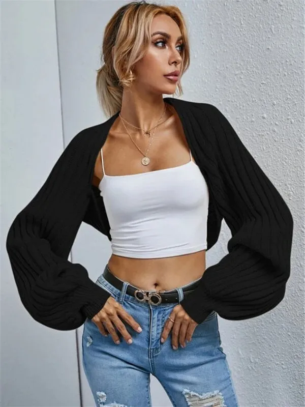 Blue Zone Planet |  loose and versatile knitted cardigan short sweater shawl jacket