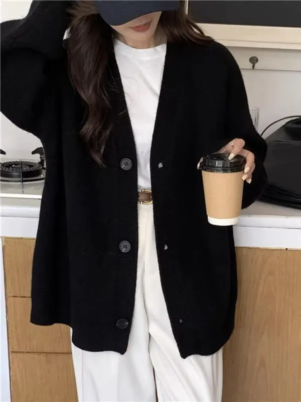 Blue Zone Planet |  loose buttoned versatile knitted cardigan