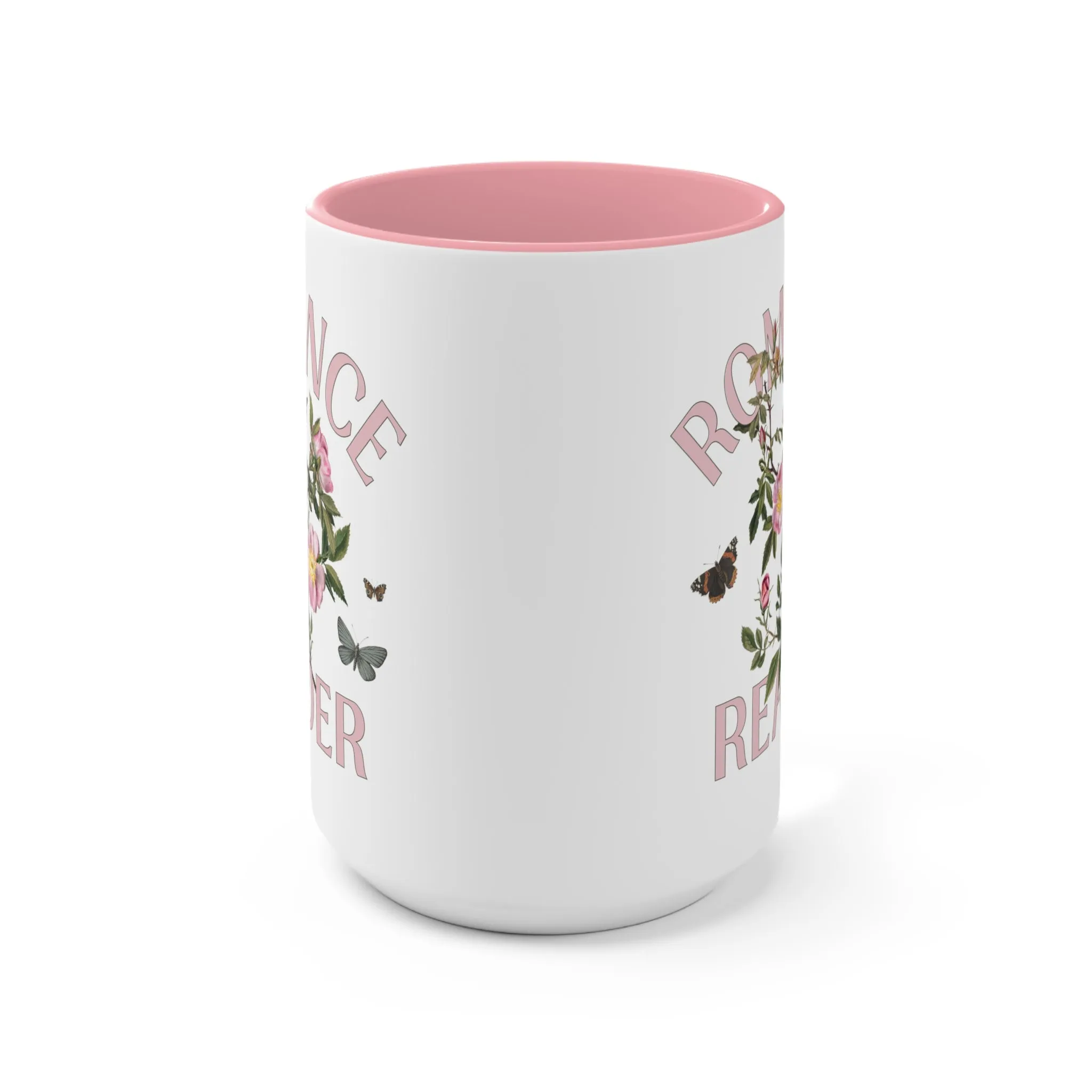 Bookish Floral Coffee Mug for Romance Reader: Vintage Botanical Mug with Butterflies