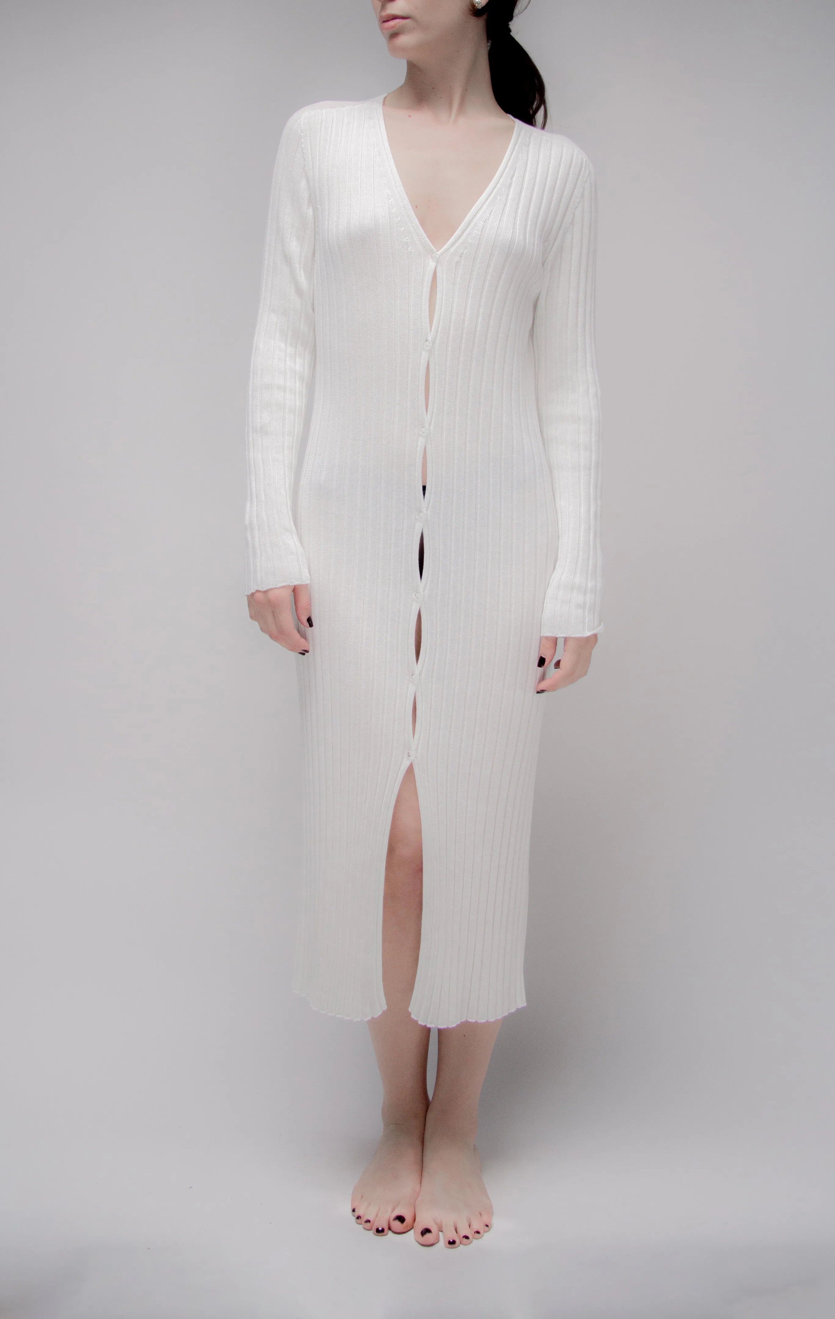 Cardigan lungo in cotone pregiato