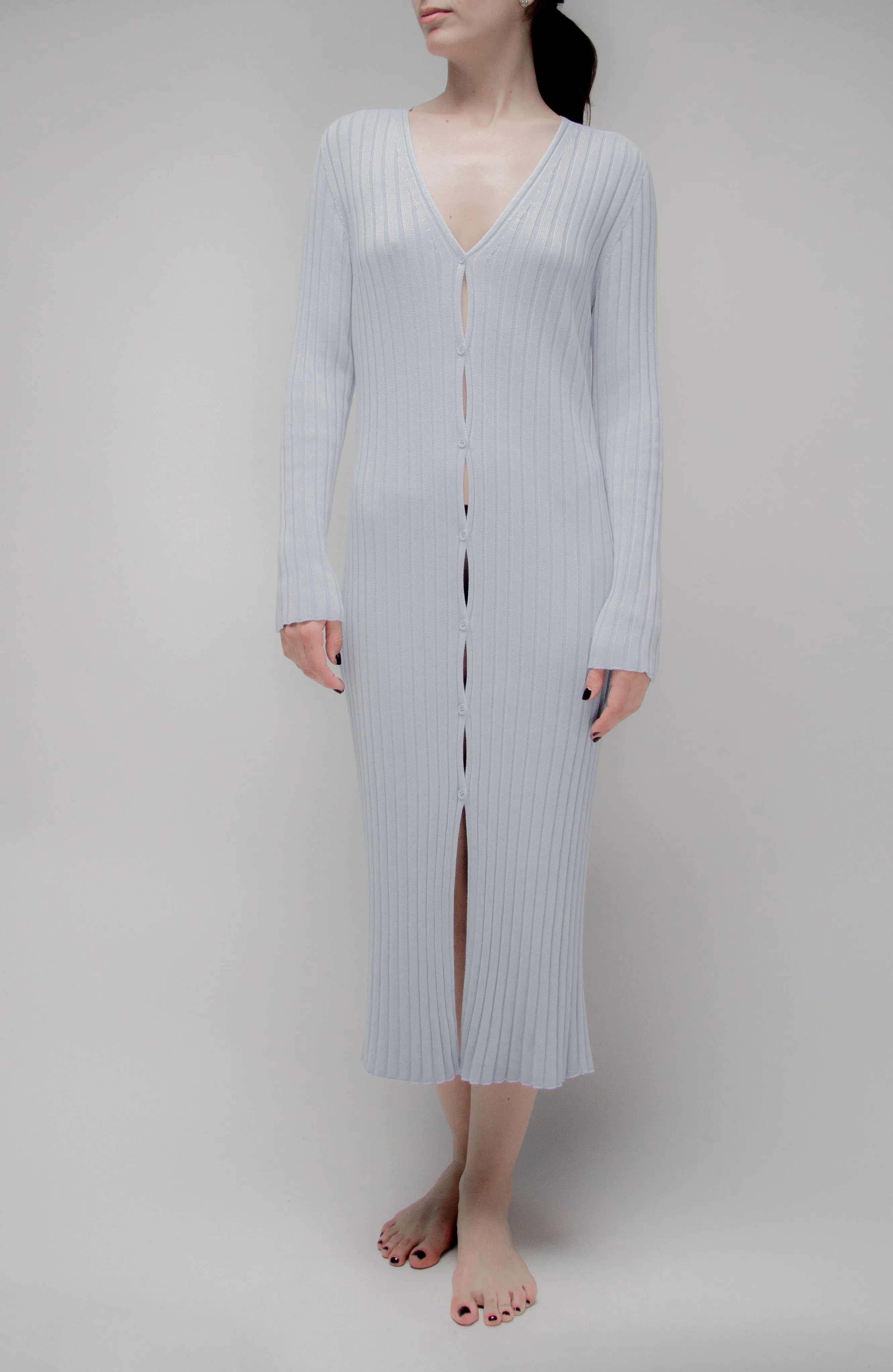 Cardigan lungo in cotone pregiato