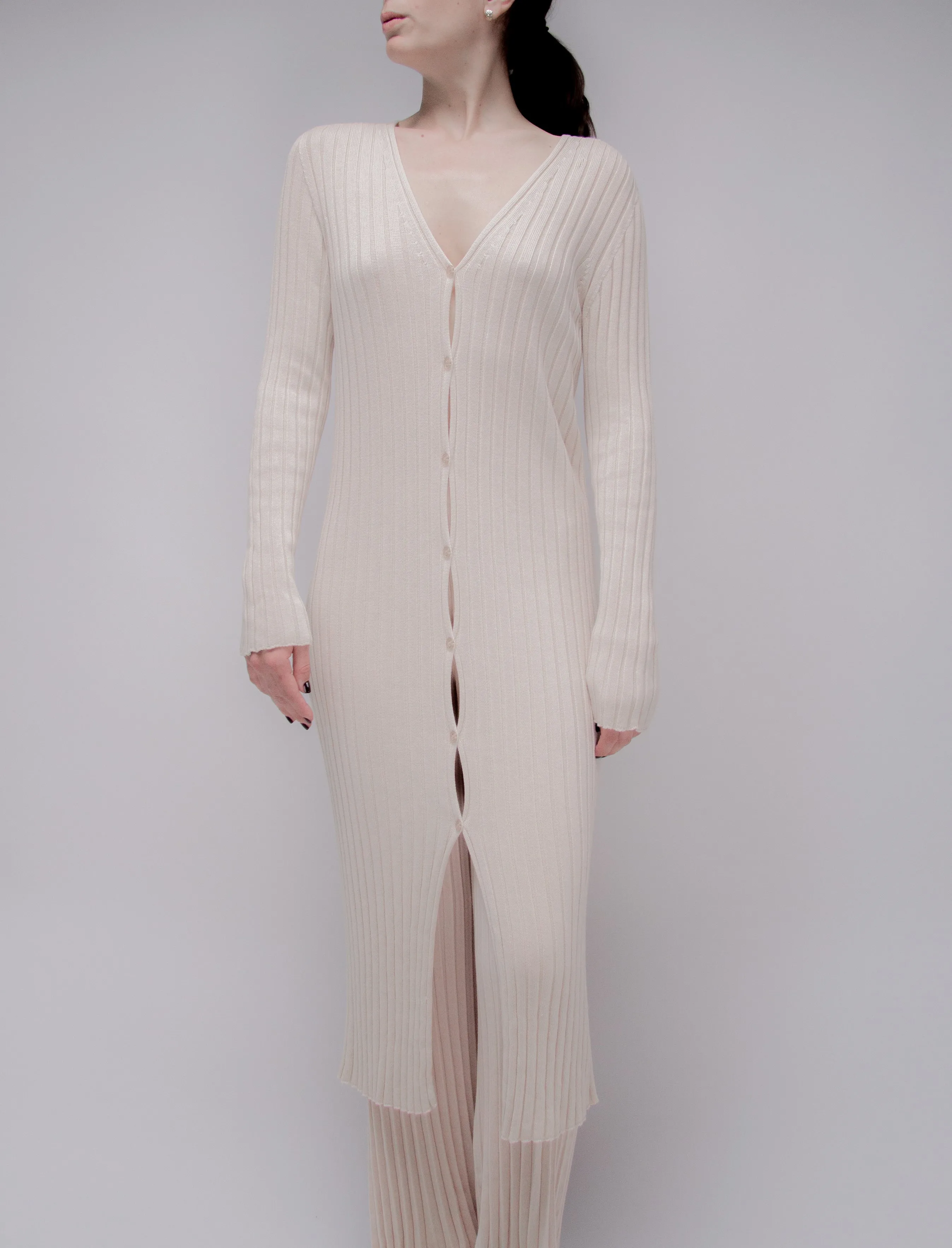 Cardigan lungo in cotone pregiato