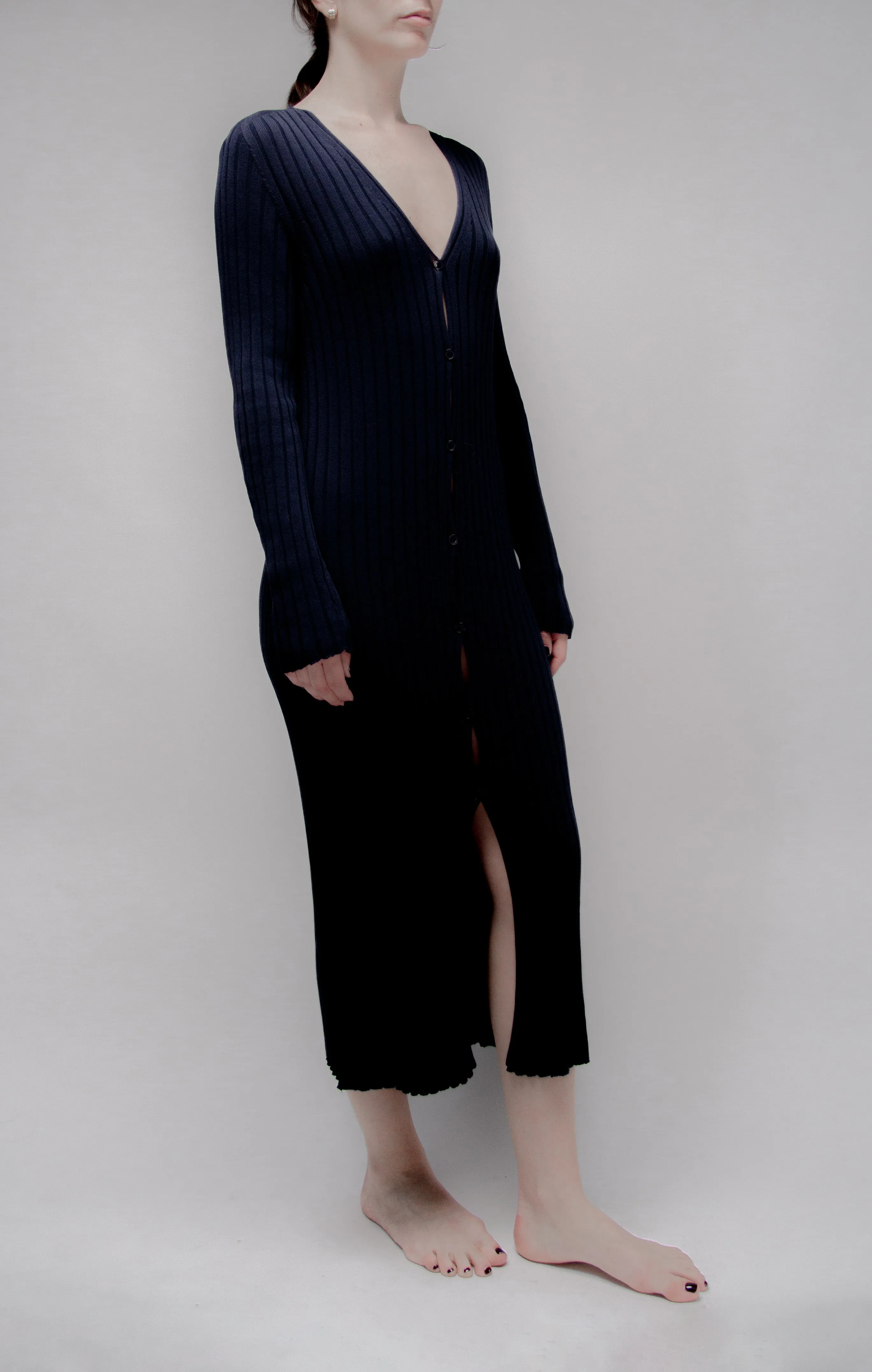 Cardigan lungo in cotone pregiato