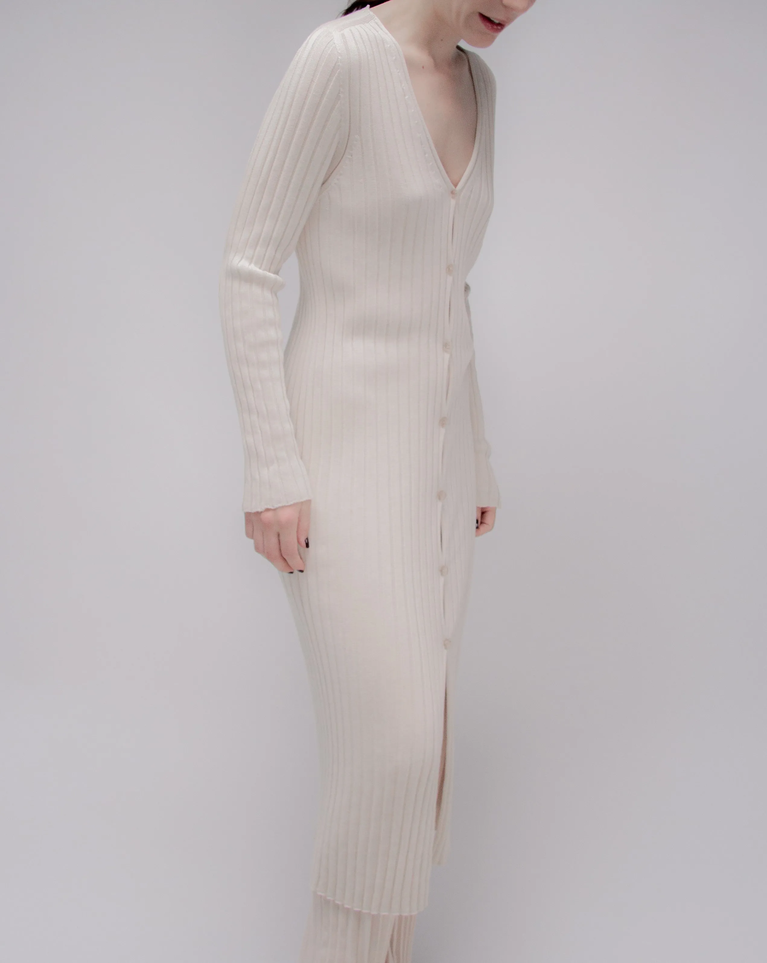Cardigan lungo in cotone pregiato