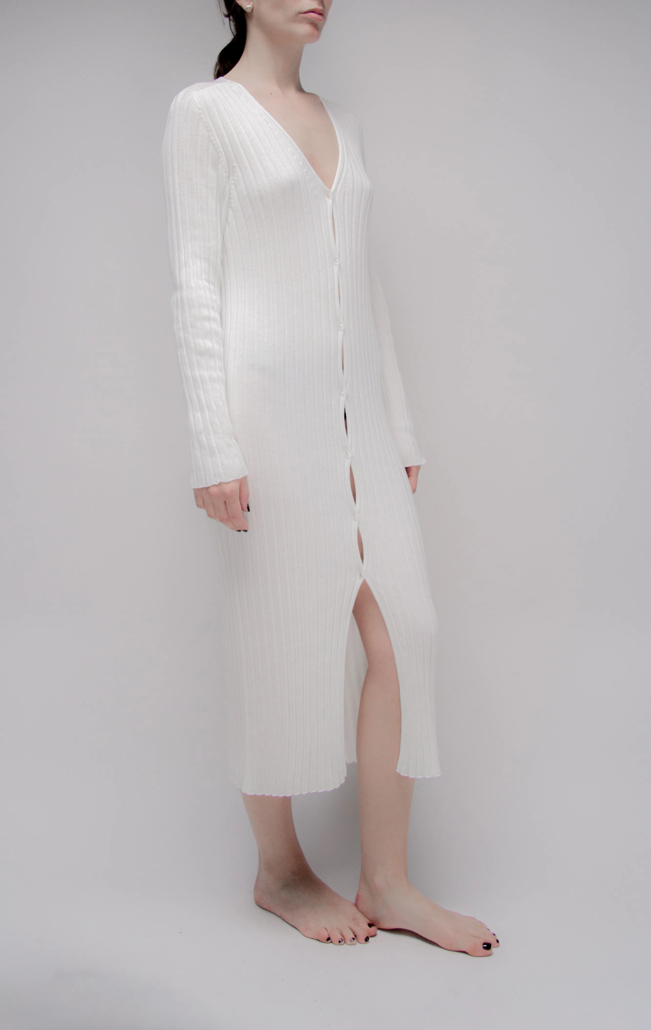 Cardigan lungo in cotone pregiato