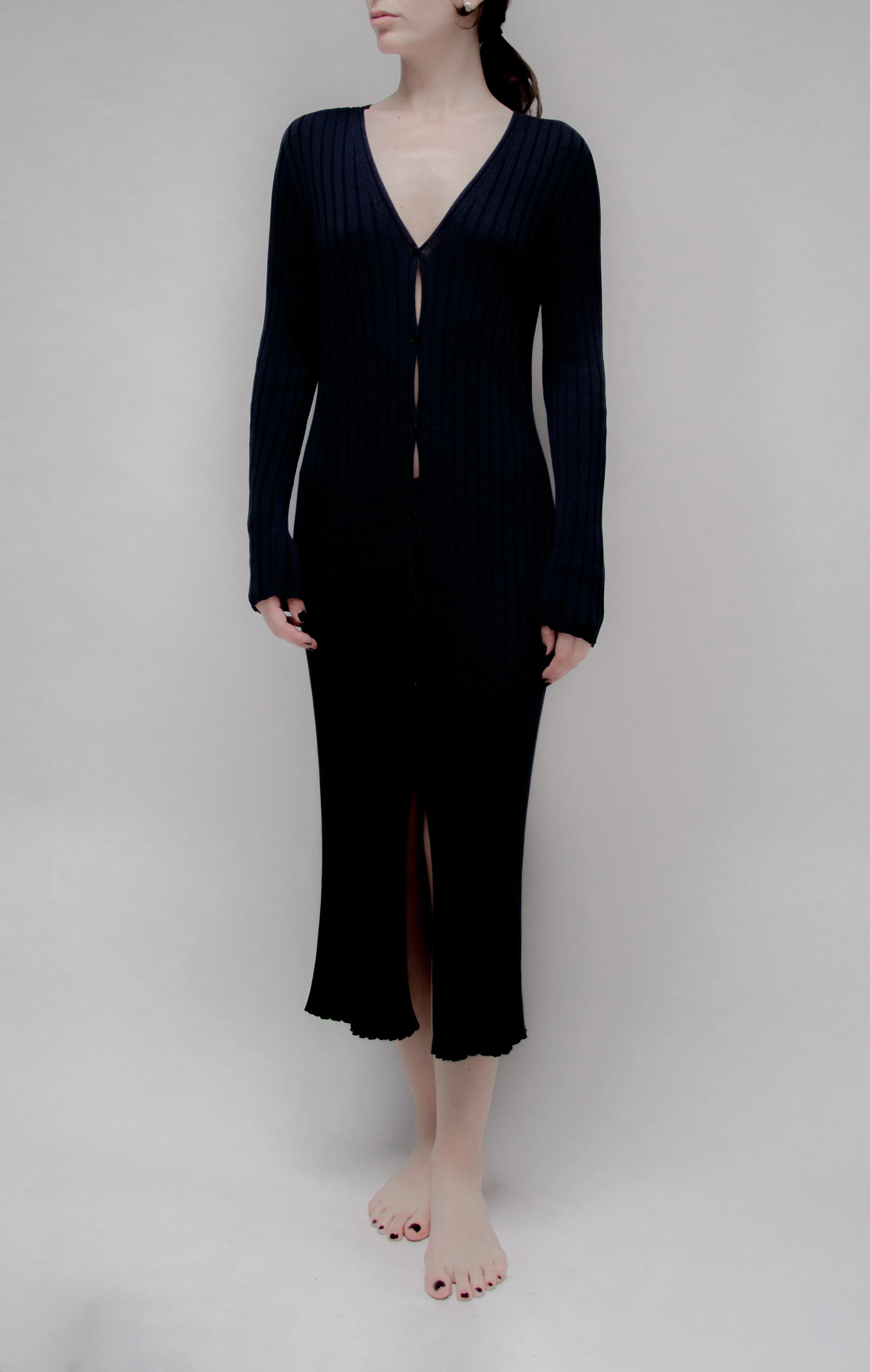 Cardigan lungo in cotone pregiato