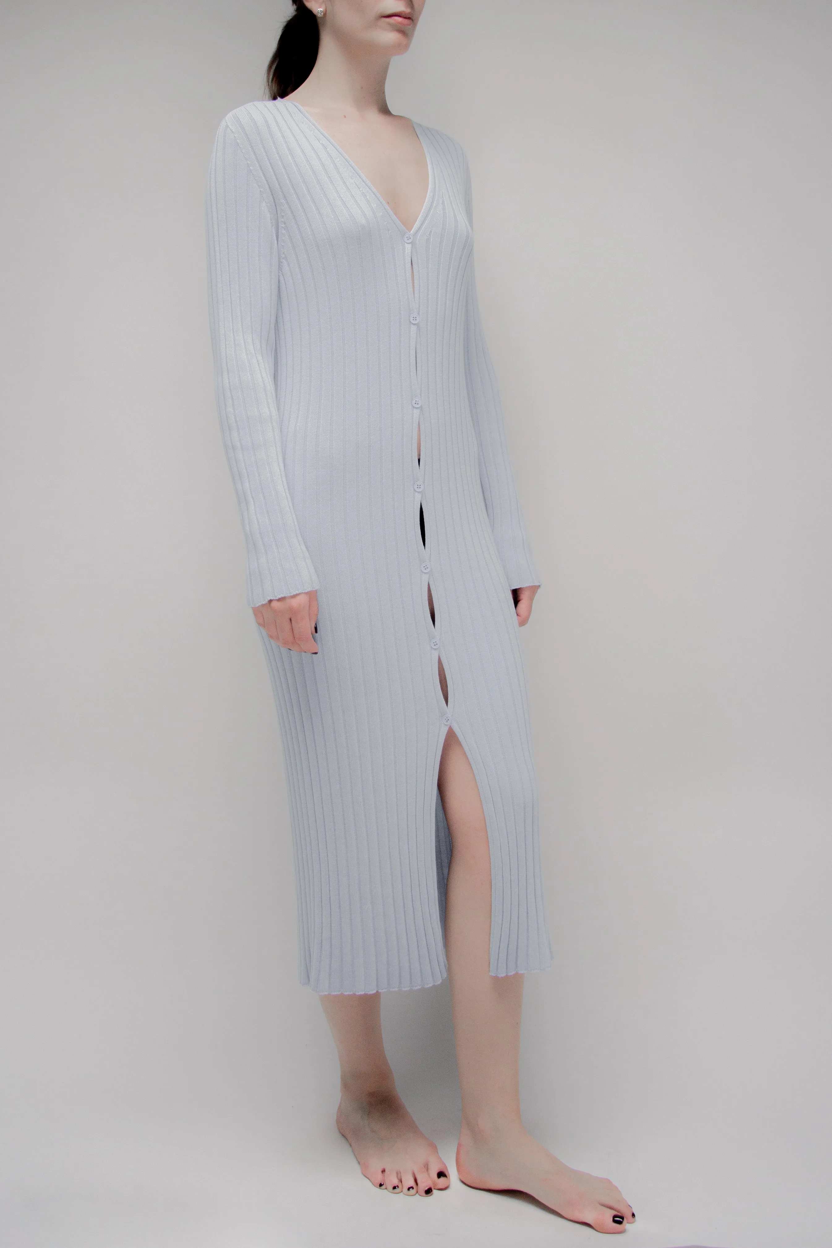 Cardigan lungo in cotone pregiato