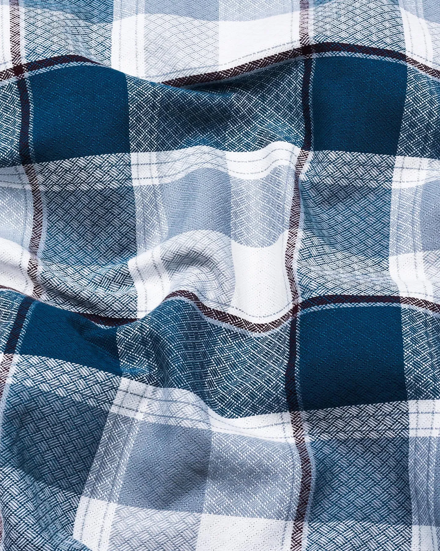 Crollon Blue With White Check Dobby Cotton Shirt