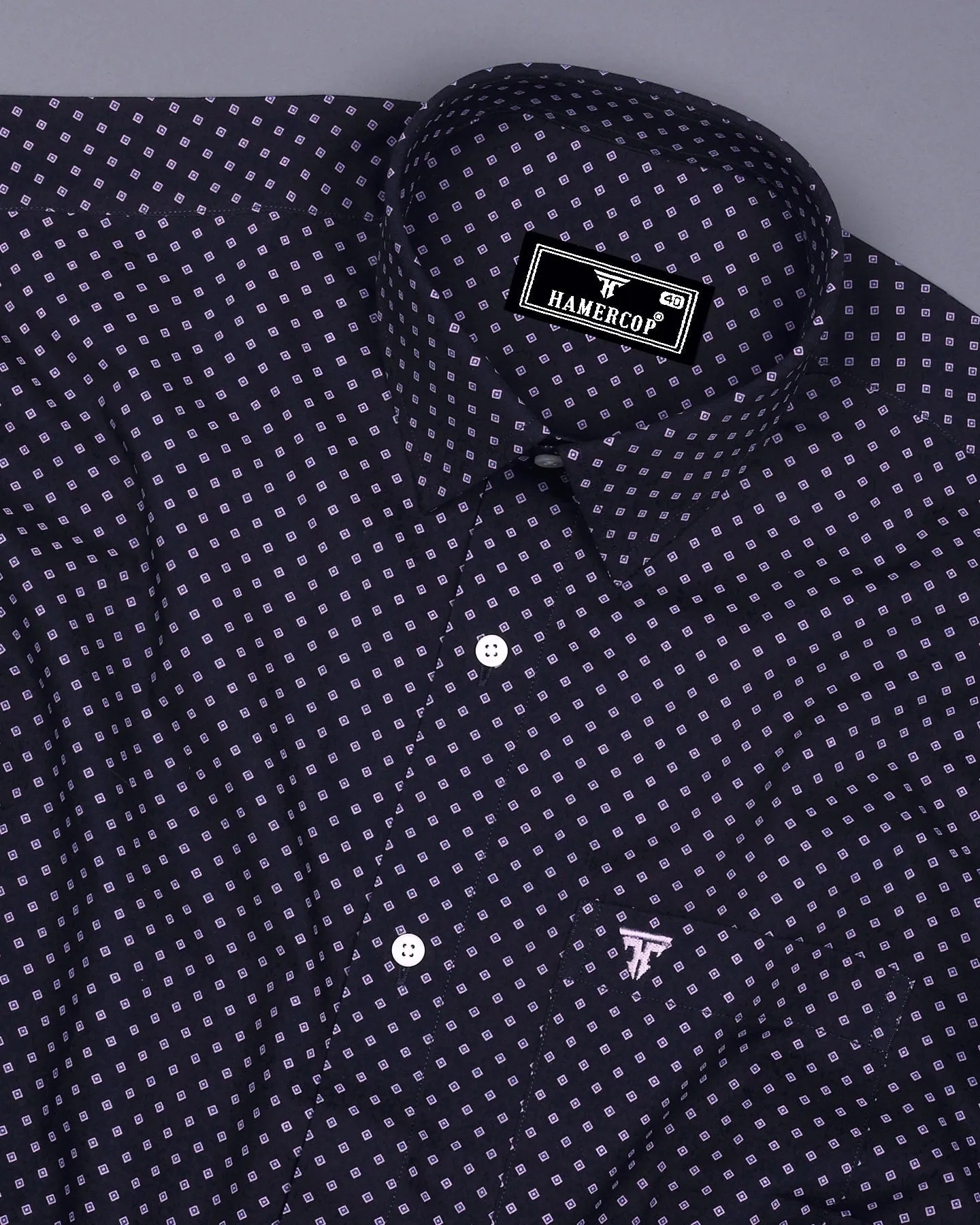 Domont Blue With SkyBlue Printed Cotton Shirt