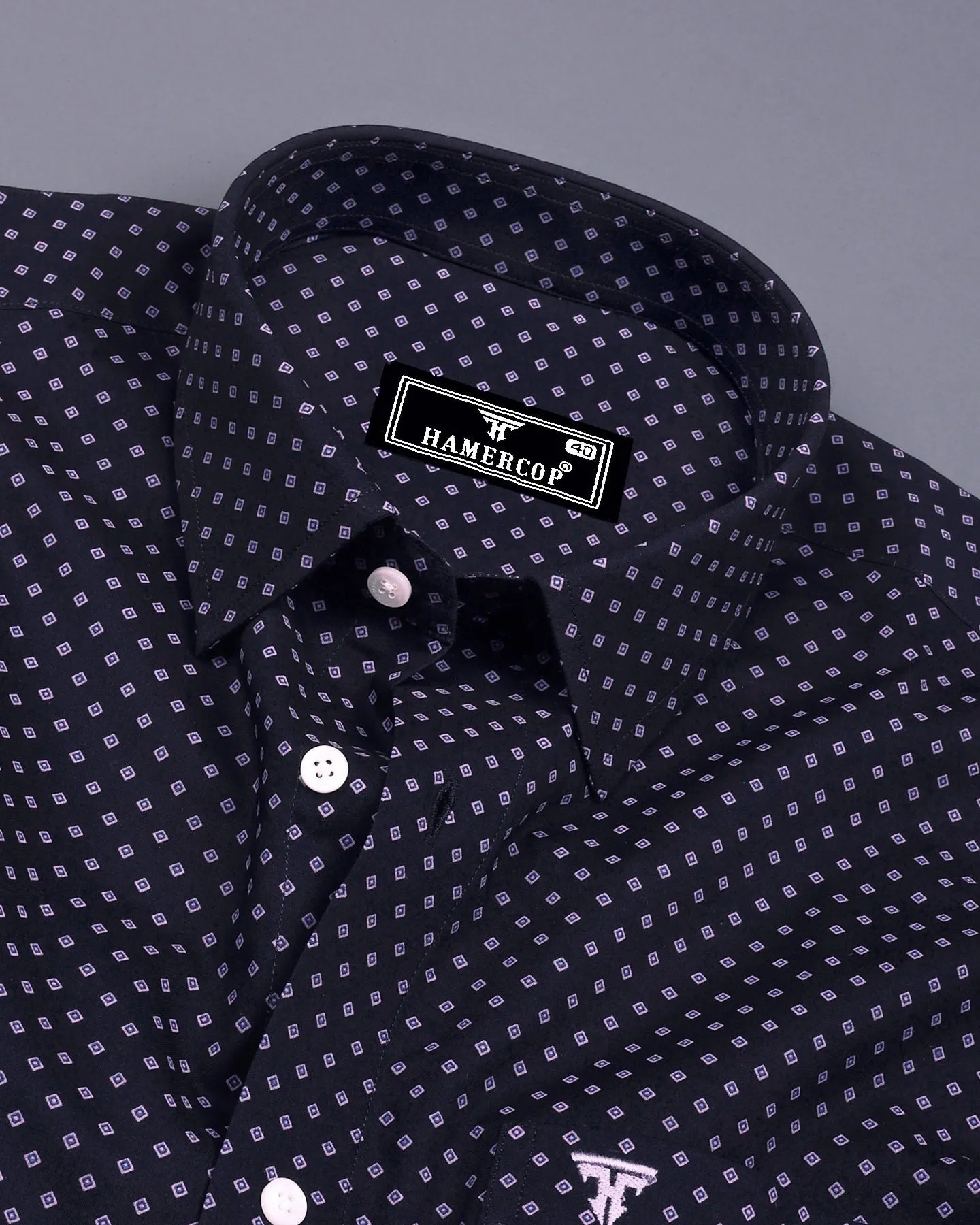 Domont Blue With SkyBlue Printed Cotton Shirt