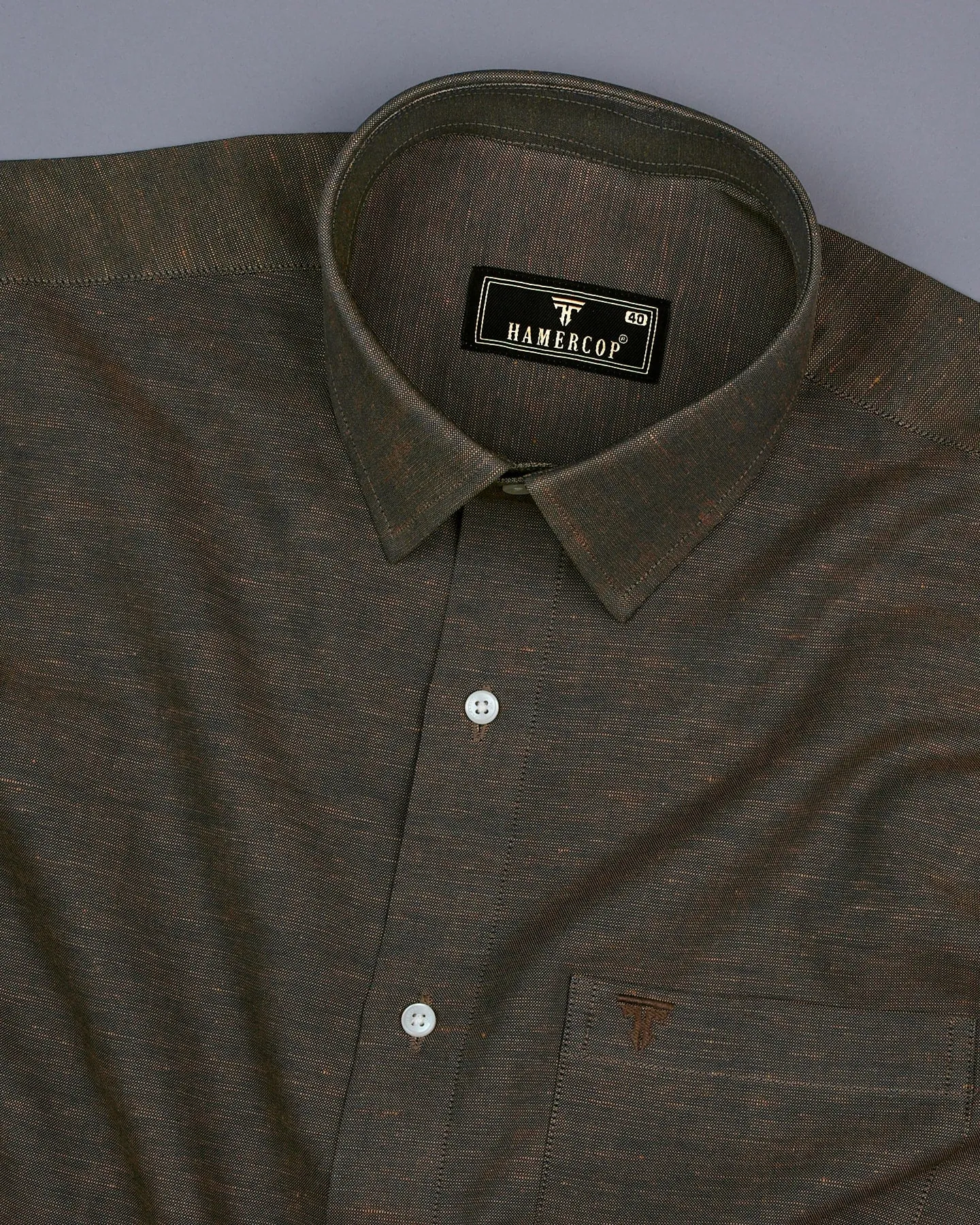 Dusty Brown Two Tone Shaded Solid Linen Shirt