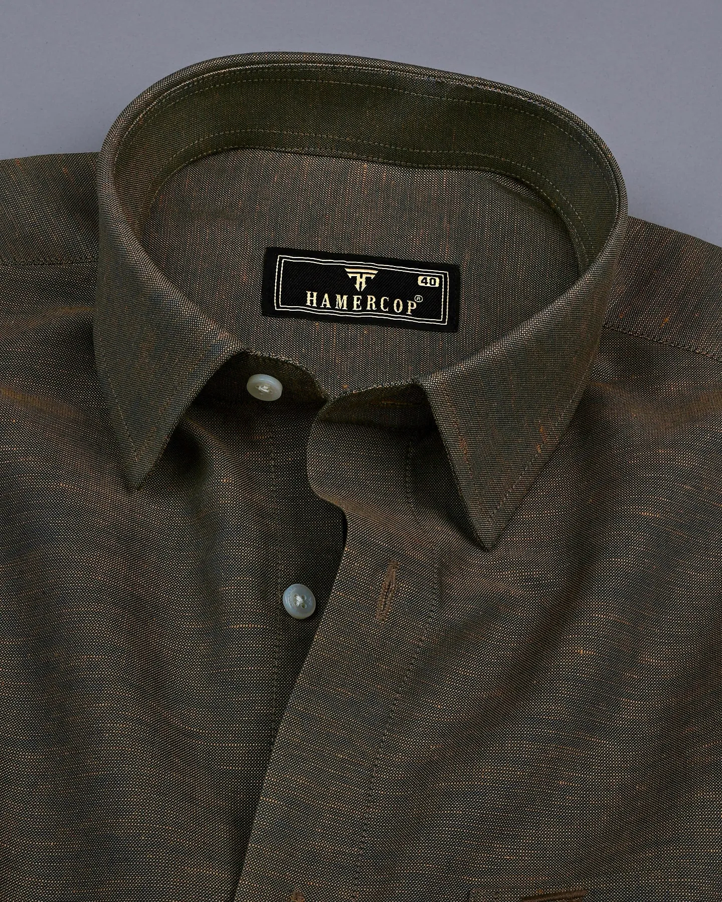 Dusty Brown Two Tone Shaded Solid Linen Shirt