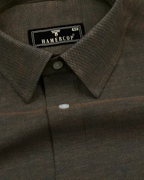 Dusty Brown Two Tone Shaded Solid Linen Shirt