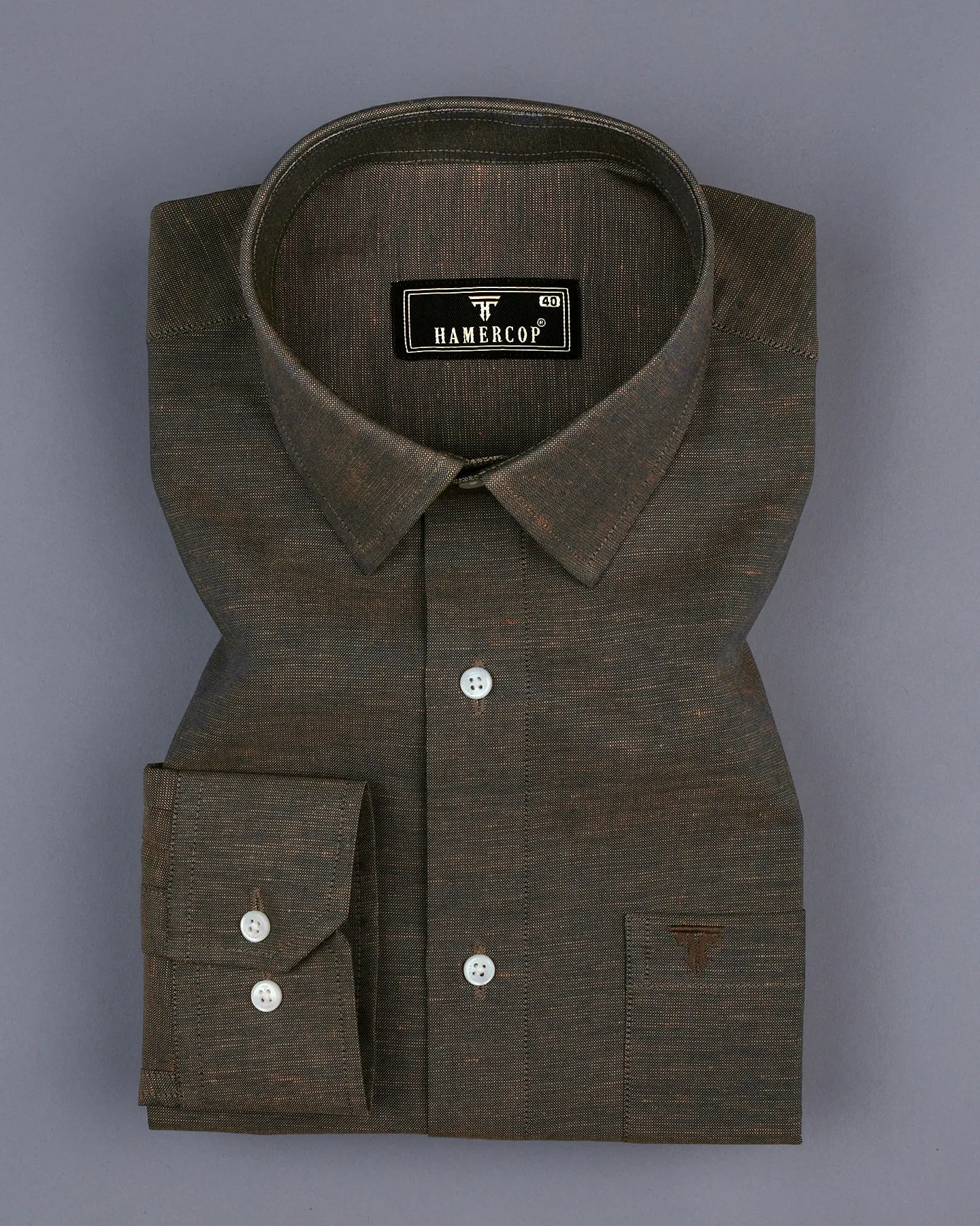 Dusty Brown Two Tone Shaded Solid Linen Shirt