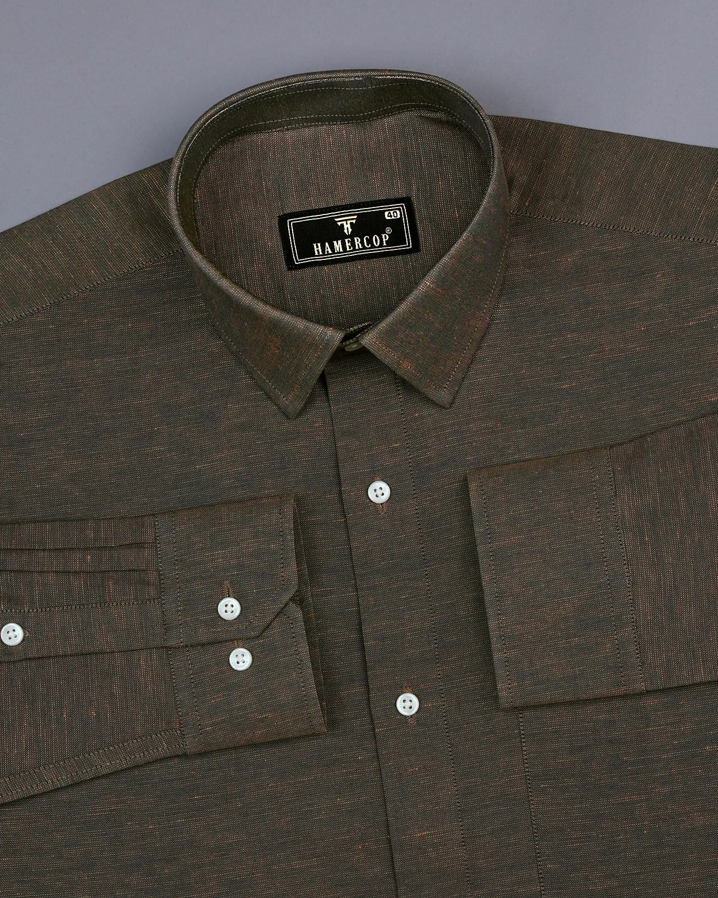 Dusty Brown Two Tone Shaded Solid Linen Shirt
