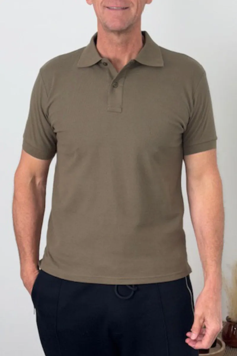 Enfari Khaki Men's Polo Tops 100% Cotton