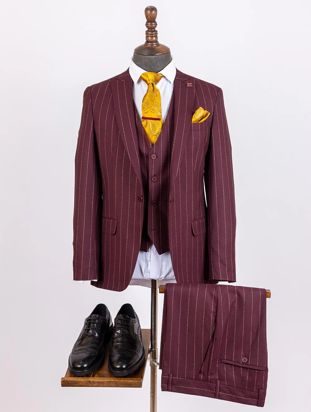 Enrique Maroon Set Blazer Linen Suit