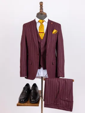 Enrique Maroon Set Blazer Linen Suit