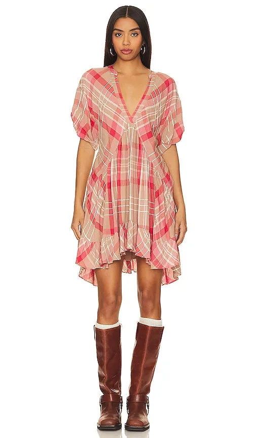 Free People Agnes Plaid Mini in Pink