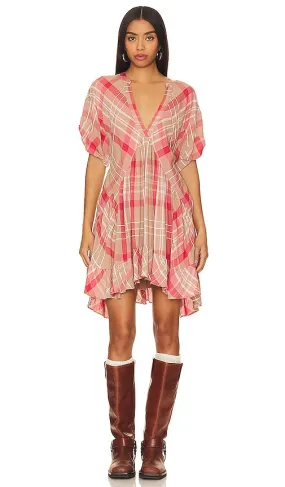 Free People Agnes Plaid Mini in Pink