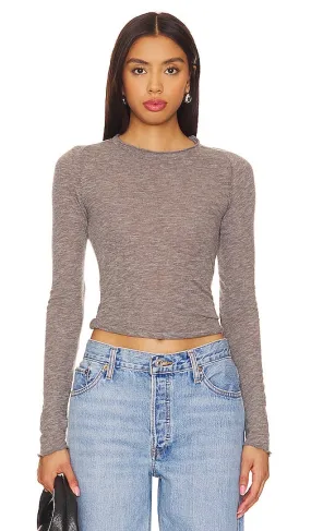 Free People Be My Baby Long Sleeve In Heather Grey in Grey
