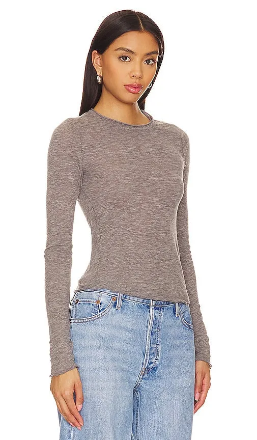 Free People Be My Baby Long Sleeve In Heather Grey in Grey