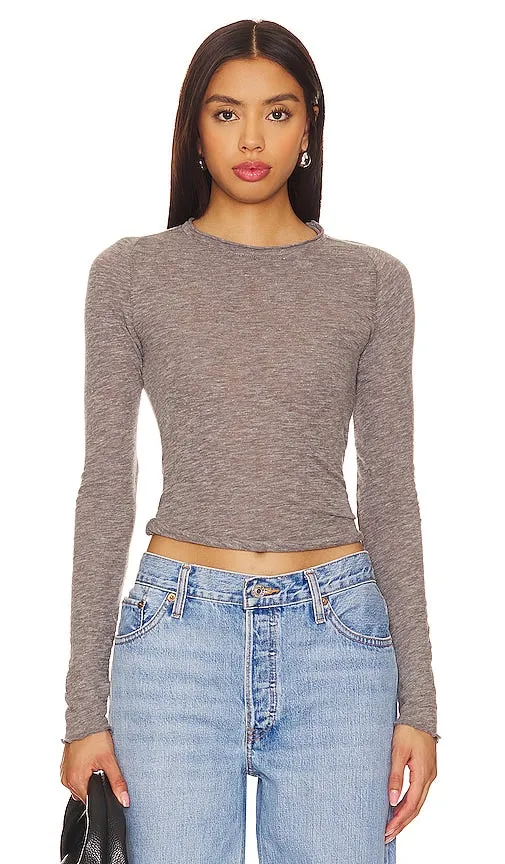 Free People Be My Baby Long Sleeve In Heather Grey in Grey