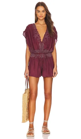 Free People Weila Romper in Burgundy