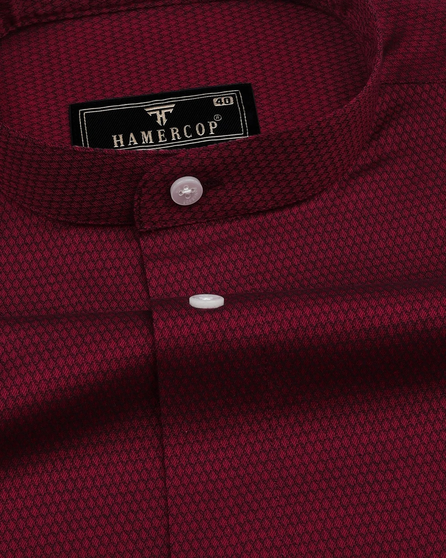 Glisten Beat Red Dobby Textured Cotton Shirt
