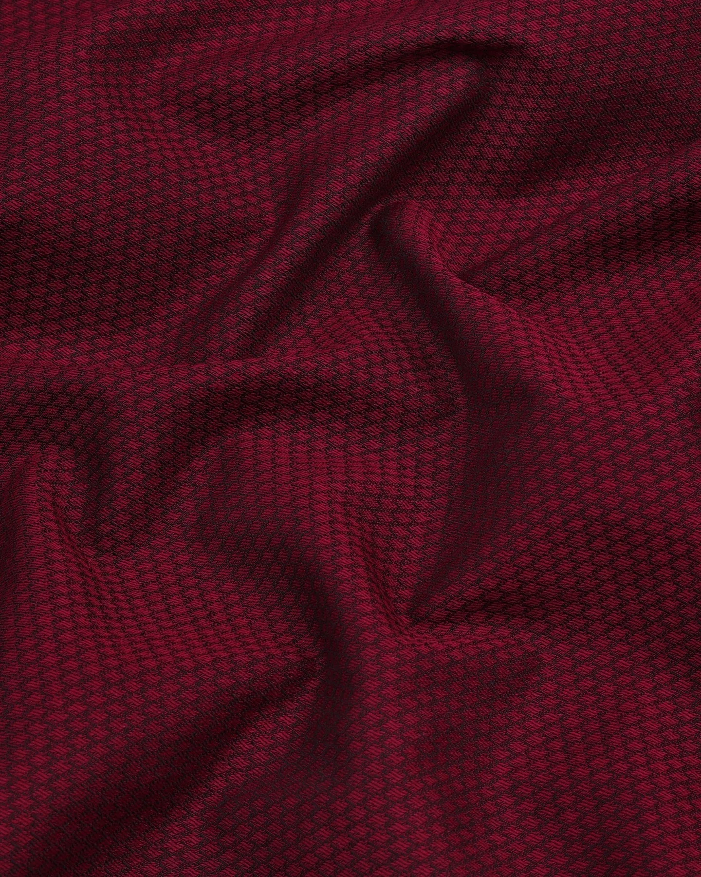 Glisten Beat Red Dobby Textured Cotton Shirt