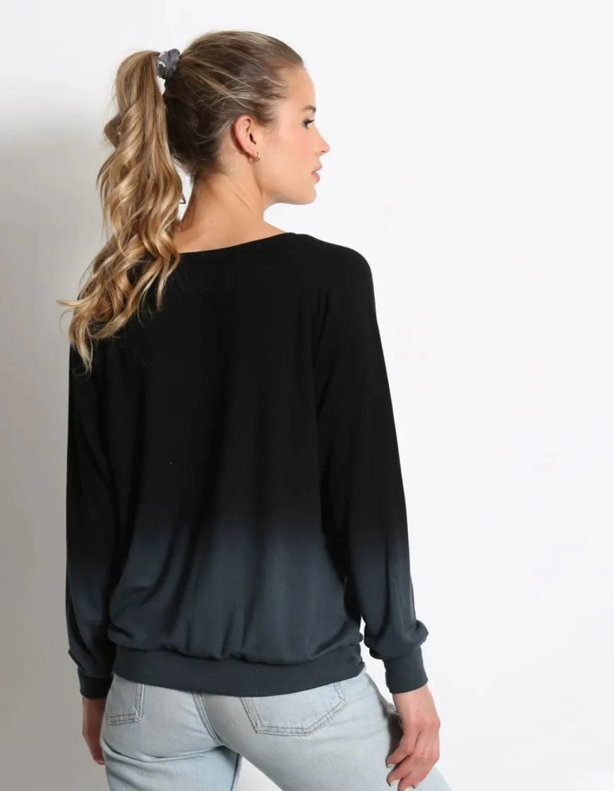 Good Hyouman Chelsea "Love" Overlap Crew Neck Sweater - Black Iron Ombre