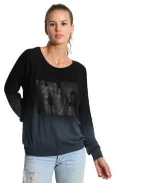Good Hyouman Chelsea "Love" Overlap Crew Neck Sweater - Black Iron Ombre
