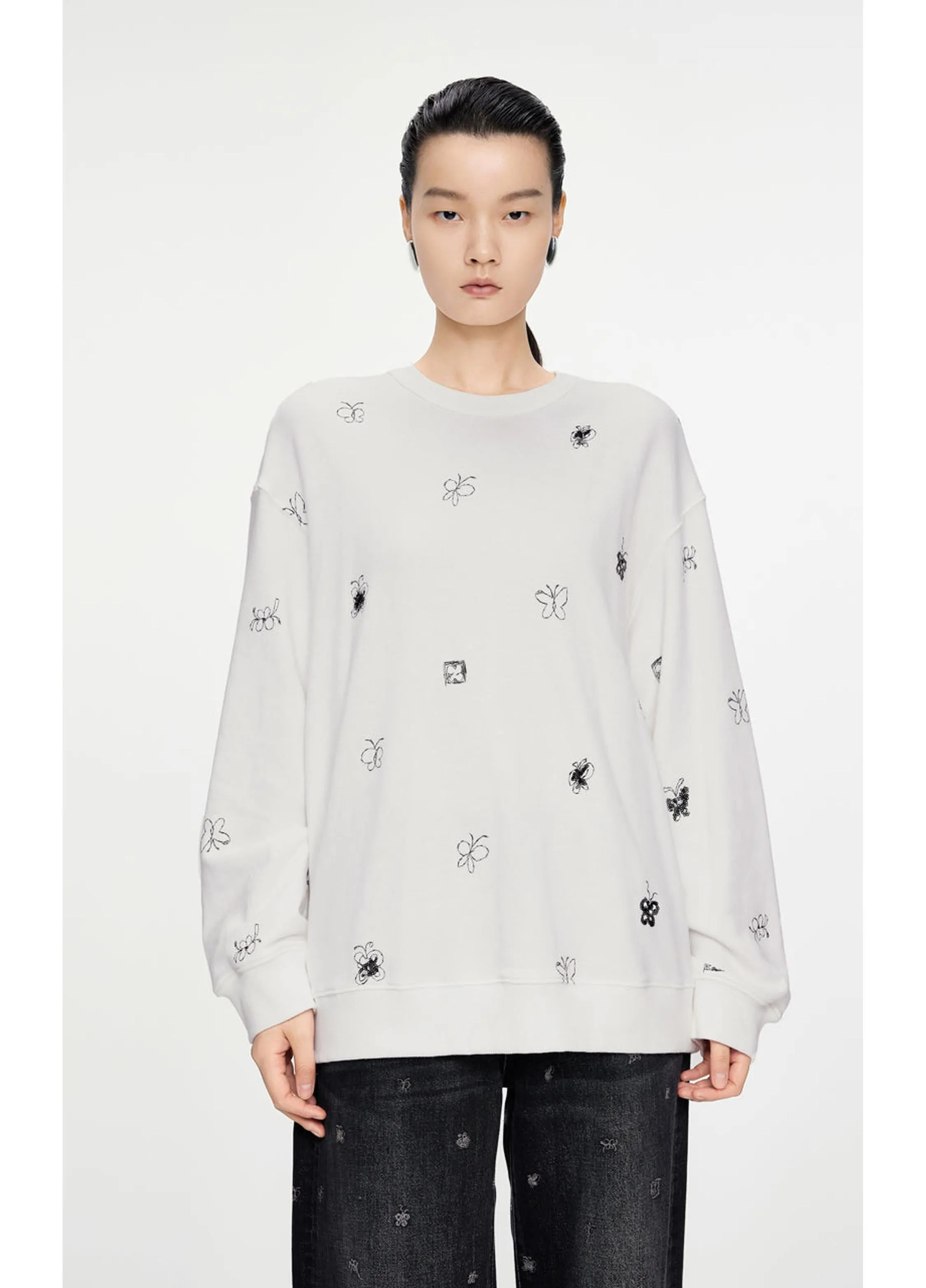JNBY butterfly embellished sweatshirt
