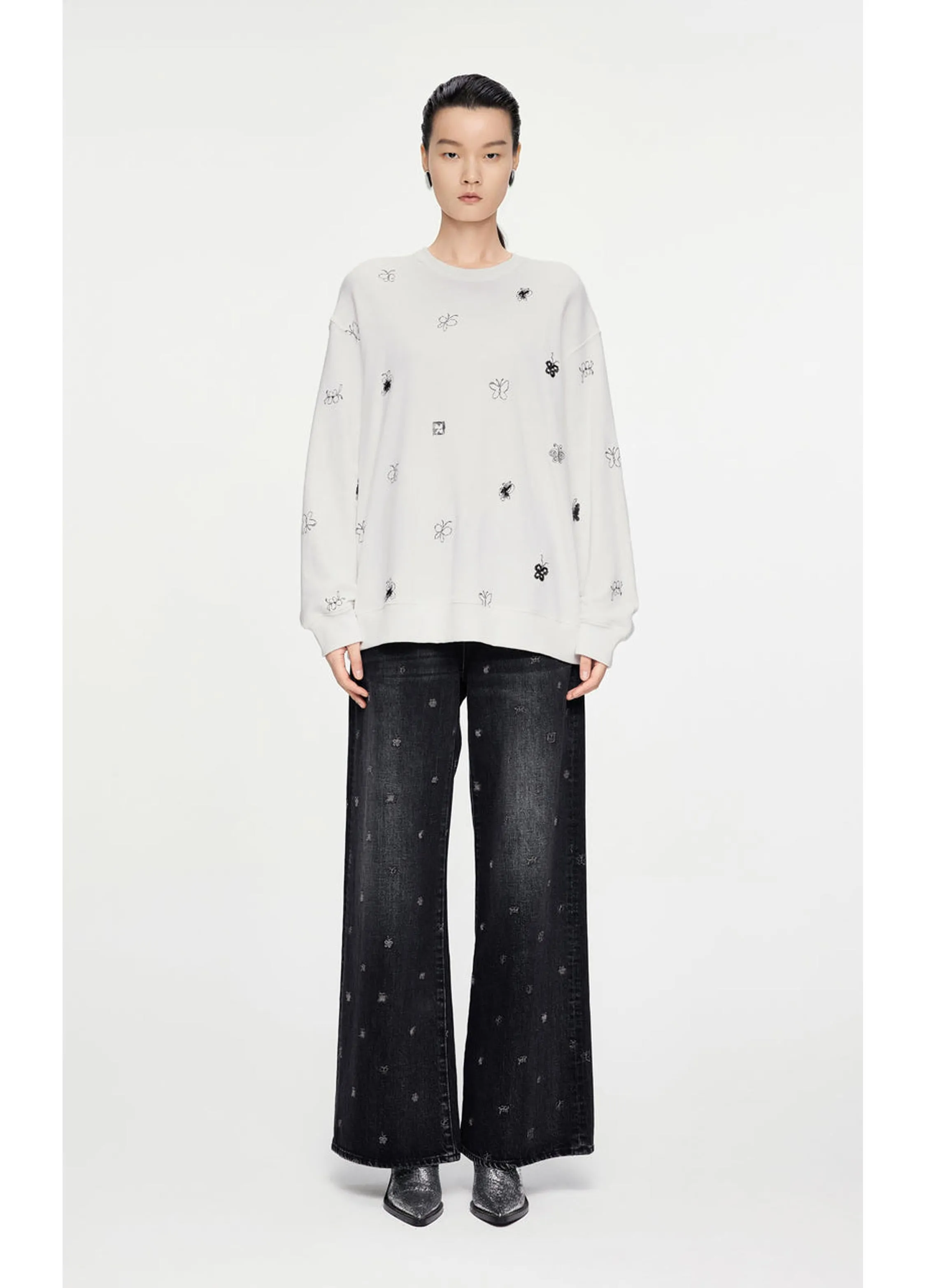 JNBY butterfly embellished sweatshirt