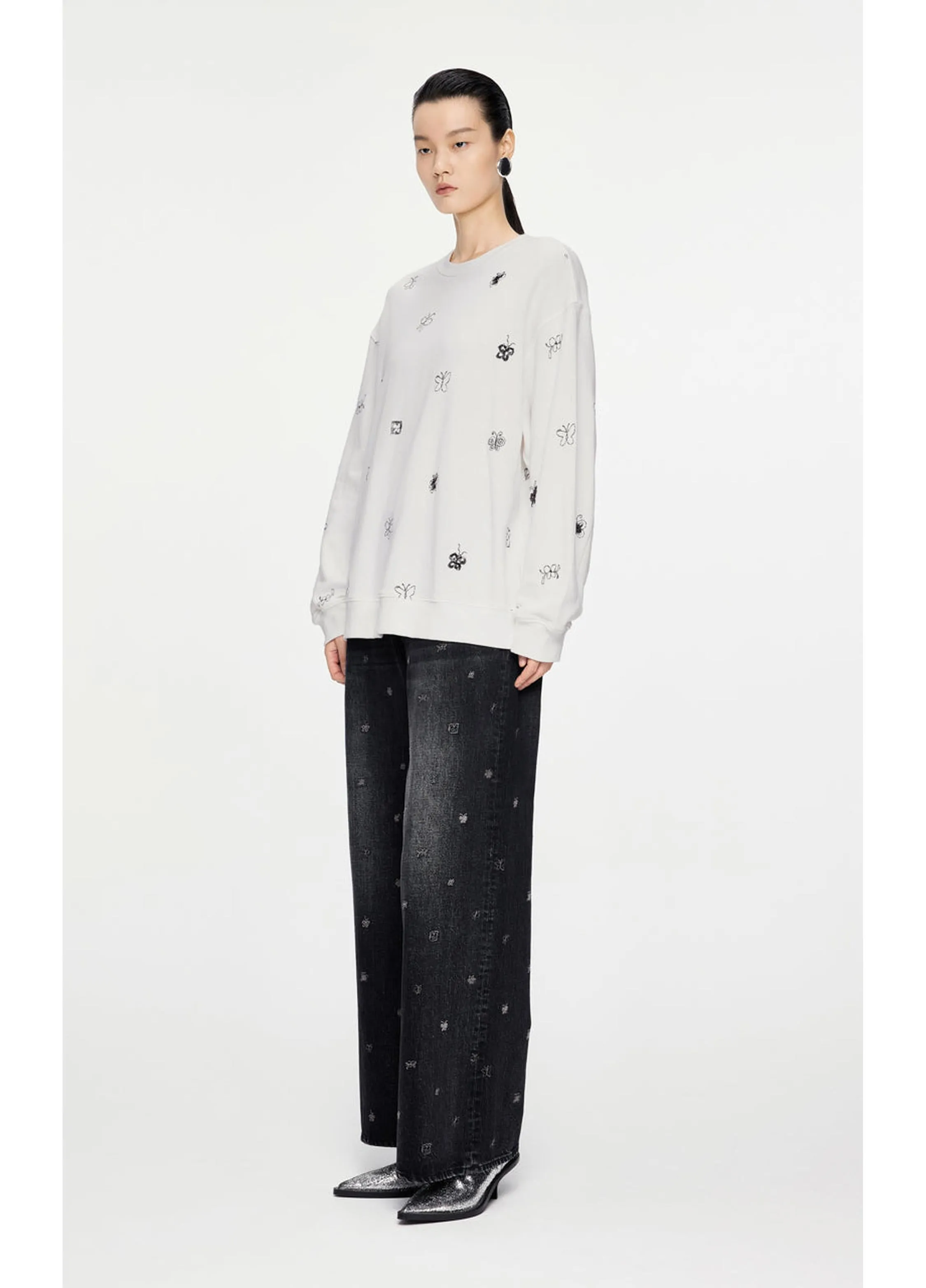 JNBY butterfly embellished sweatshirt