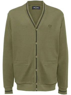 logo-embroidered button-up cardigan