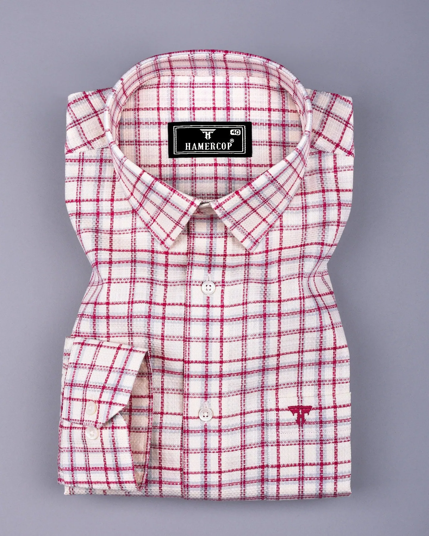 Luzon Pink With Cream Check Dobby Cotton Shirt