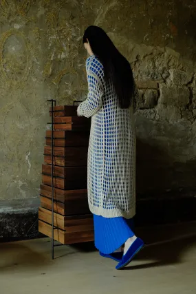 Maxi cardigan in cotone all'uncinetto