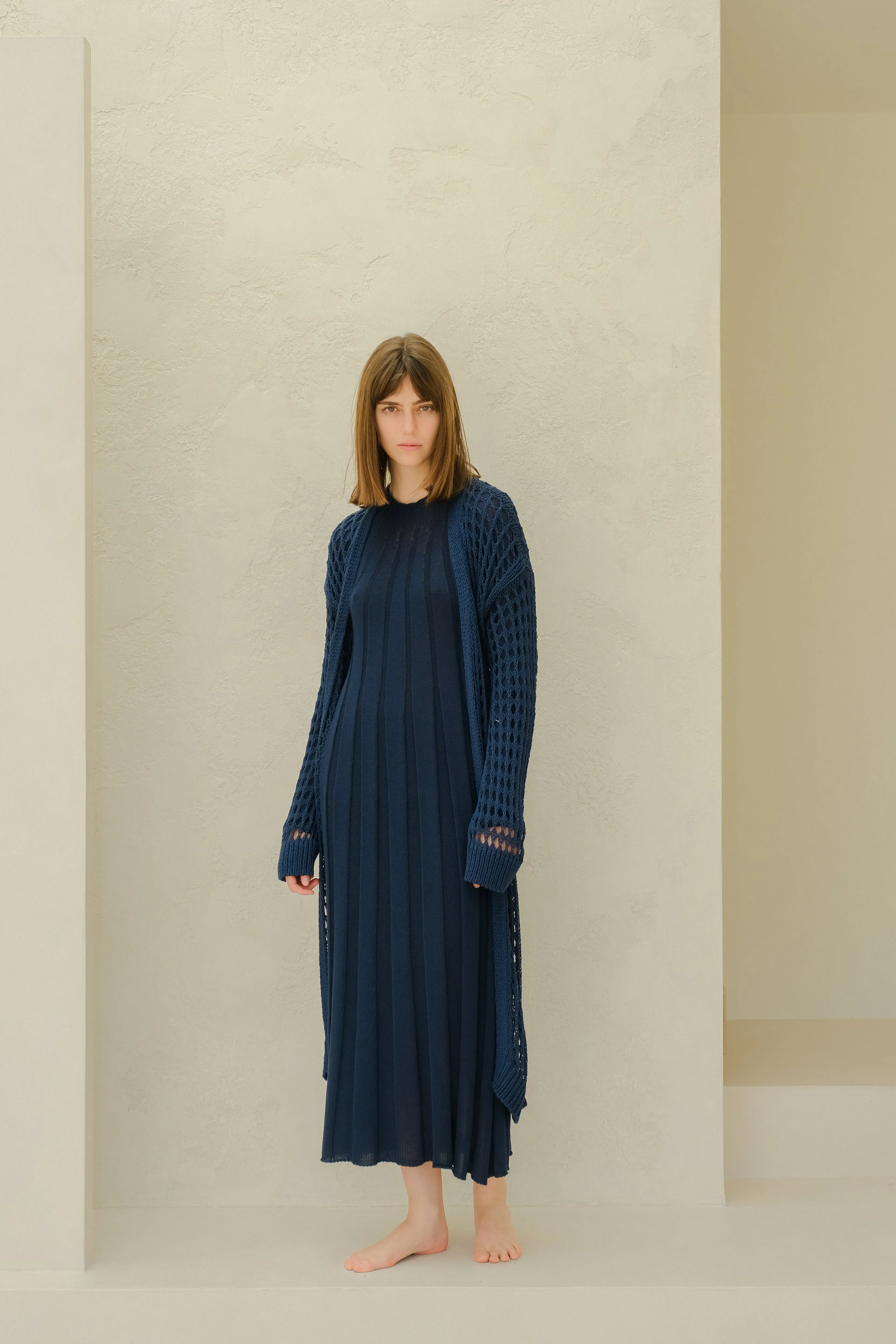 Maxi cardigan in cotone all'uncinetto