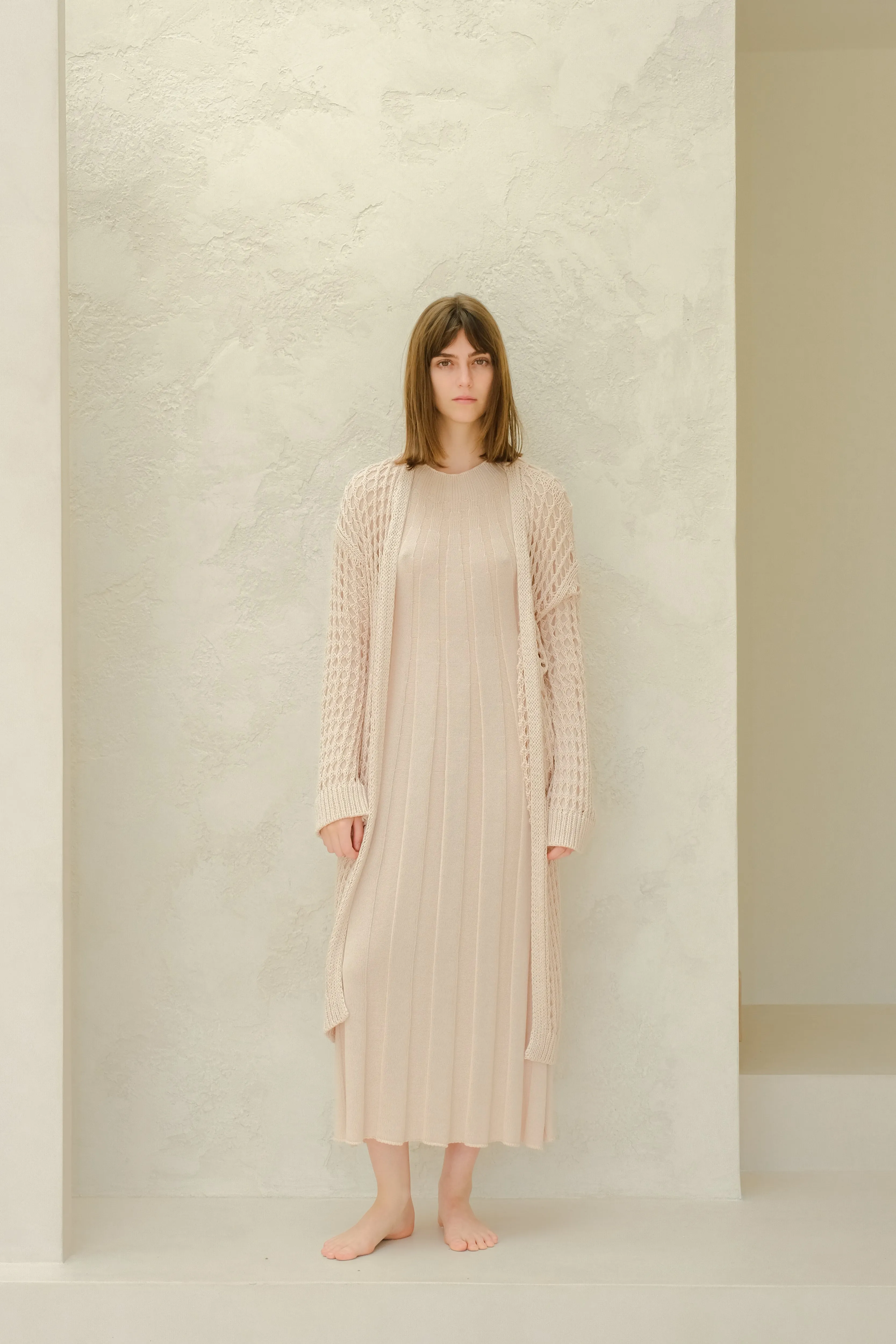 Maxi cardigan in cotone all'uncinetto