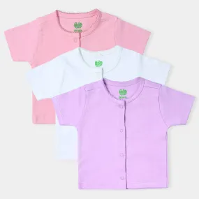Pack Of 3 Infant Girls Cotton Interlock Cardigan-Mix