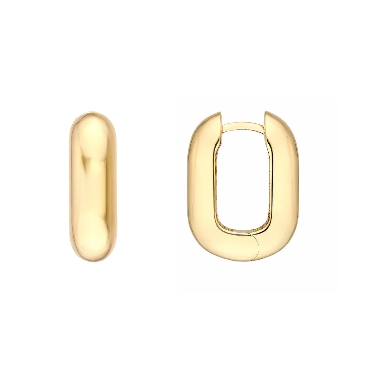 Paper Clip Hoops - 14K Yellow Gold - by Dazyle
