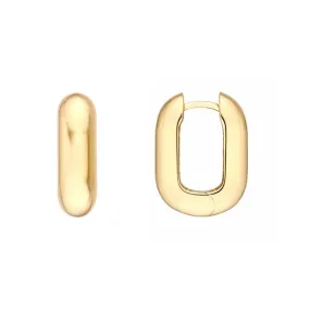 Paper Clip Hoops - 14K Yellow Gold - by Dazyle