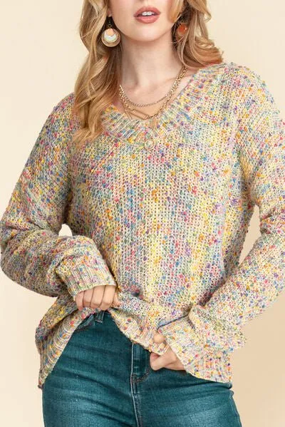 Party Pop V -Neck Confetti Sweater