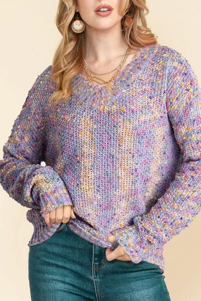 Party Pop V -Neck Confetti Sweater