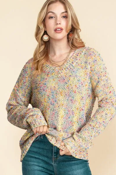 Party Pop V -Neck Confetti Sweater